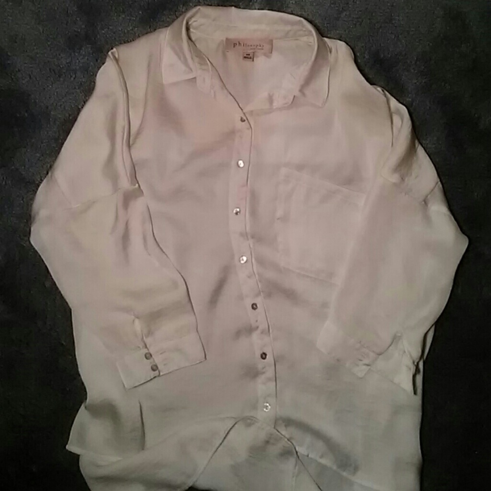 White Silk Button-Up